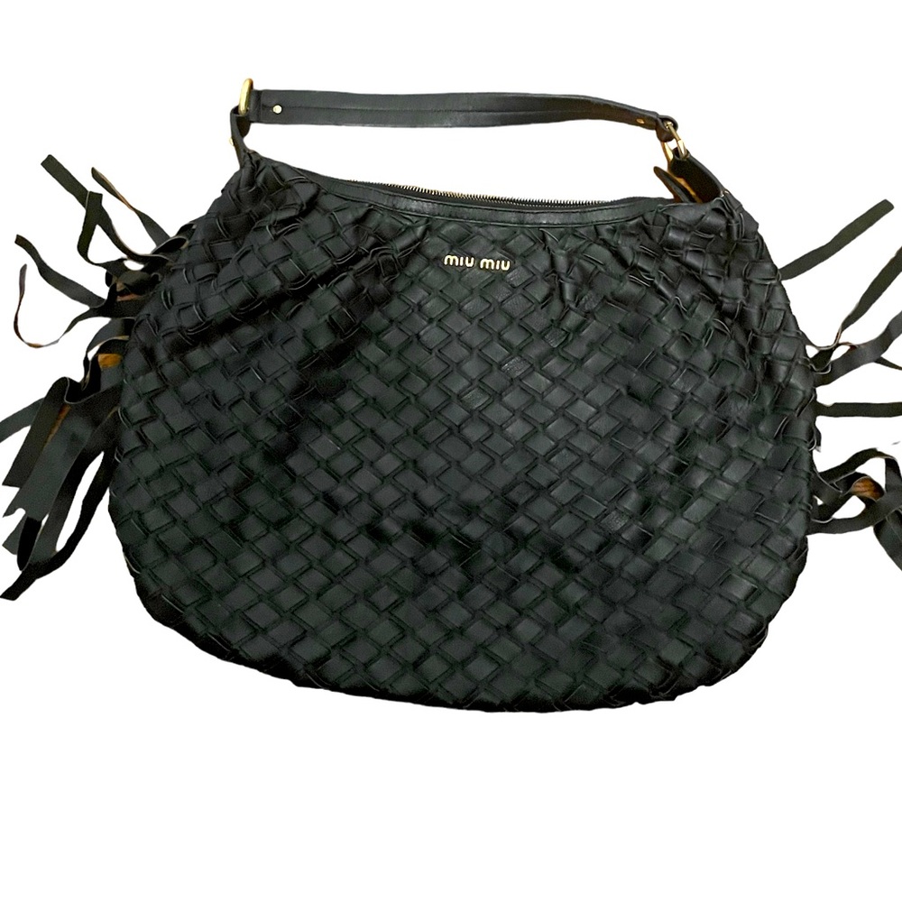 Miu Miu Black Woven Shoulder Bag